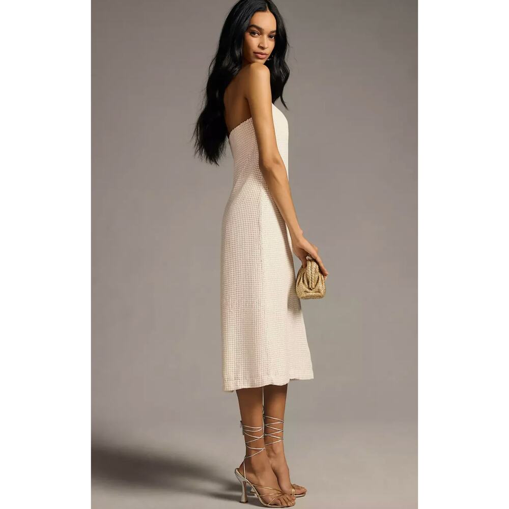 NWT Anthro Forever That Girl Strapless Slim Cream White Midi Dress Sequin Column - Picture 3 of 15